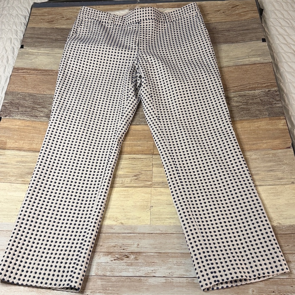 Banana Republic White & Navy Blue Polka Dot Lined Pants 6